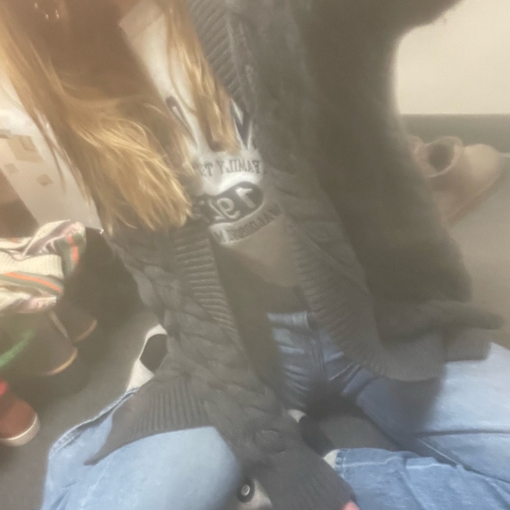 Talbots Charcoal Cable Knit Cardigan - Picture 3 of 3